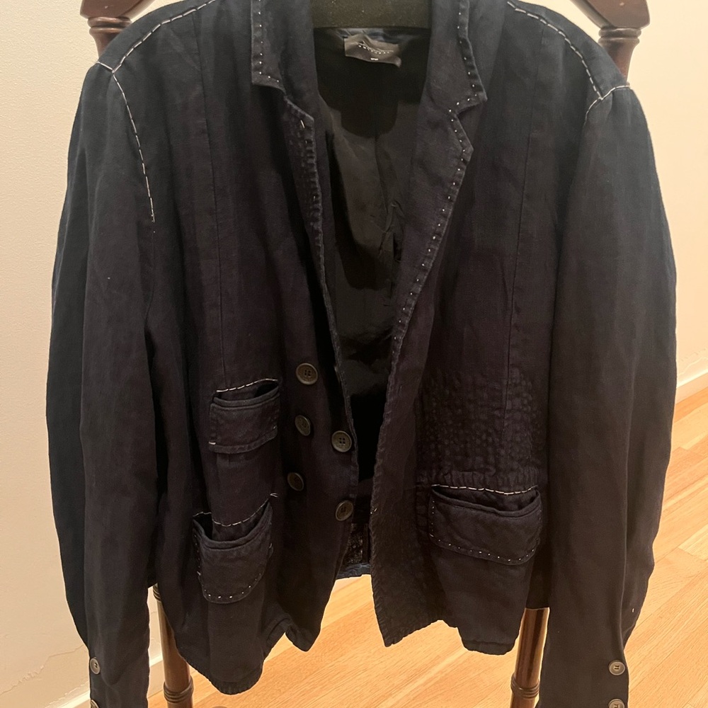 Women Navy Casual Jacket with Button Details